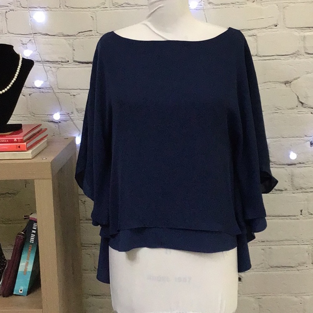 Alice + Olivia Blue Poncho Style Top Size Medium